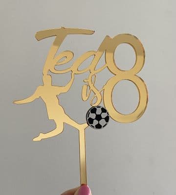 Football theme personalised acrylic cake topper