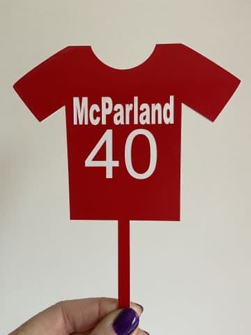 Football tshirt personalised acrylic or wood cake topper