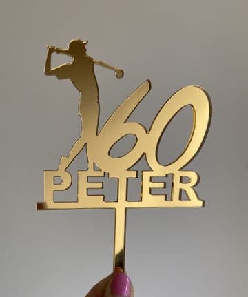 Golf theme acrylic or wood cake topper