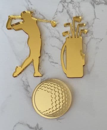Golf theme cake charm set