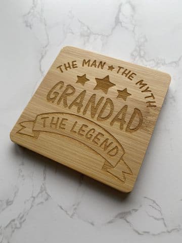 Grandad theme square wooden coaster