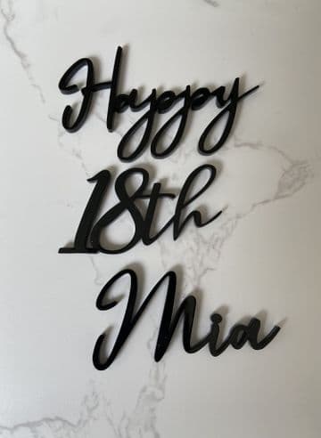 Happy 18th personalised seperate acrylic or wood cake charm
