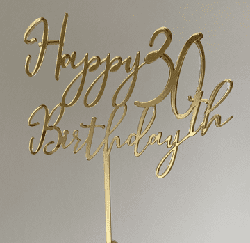 Happy 30th Birthday thin acrylic or wood cake topper