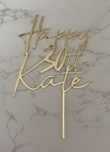 Happy 30th personalised acrylic or wood cake topper