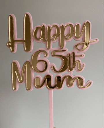 Happy 65th mum double layer cake topper