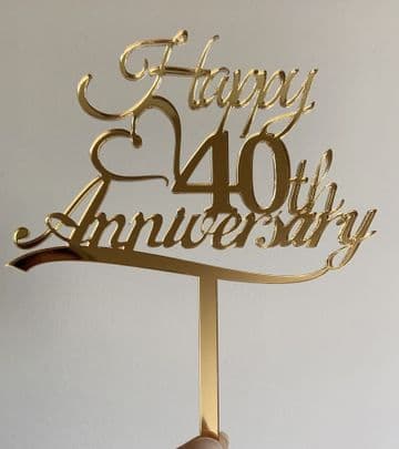 Happy anniversary acrylic or wood cake topper