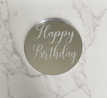 Happy birthday mirrored acrylic cupcake topper
