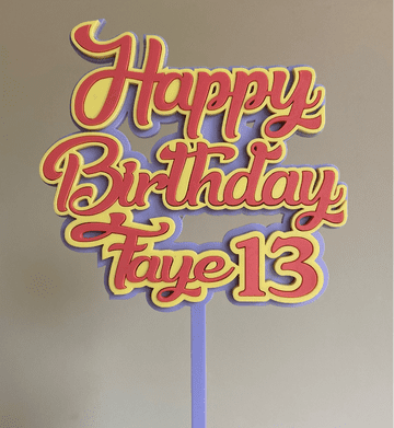 Happy birthday personalised triple layer cake topper