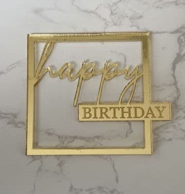 Happy birthday square design cake charm