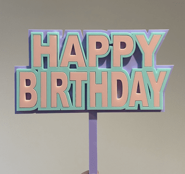 Happy birthday three colours layered acrylic cake topper