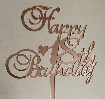 Happy birthday with age acrylic or wood cake topper