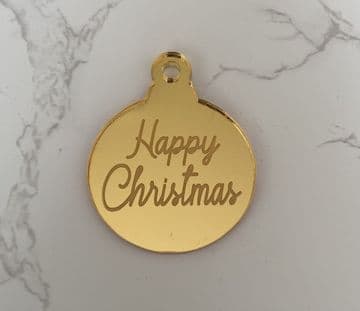 Happy christmas mirrored acrylic bauble cupcake topper