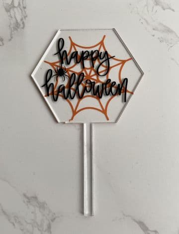 Happy Halloween clear acrylic paddle cake topper