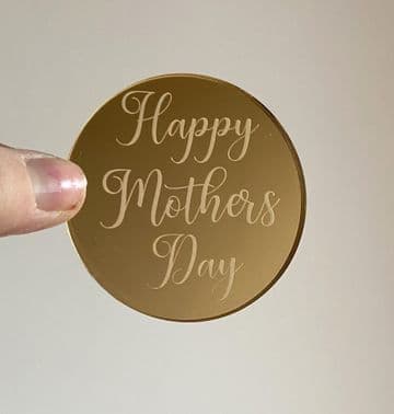 Happy Mothers Day mirrored acrylic cupcake topper