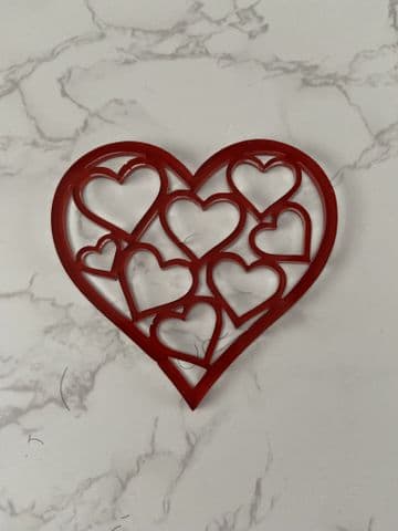 Hearts in heart acrylic or wood cake charm