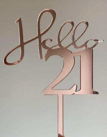 Hello age acrylic or wood cake topper