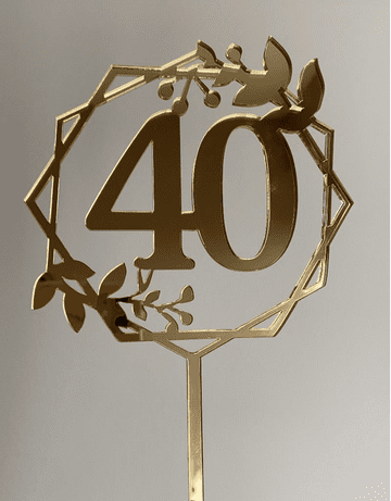 Hexagon berry with number acrylic or wood cake topper