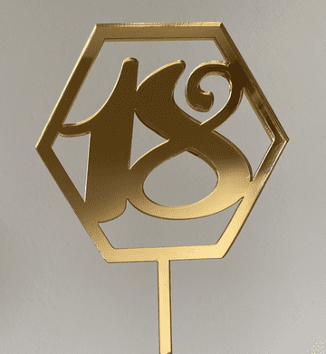 Hexagon with age acrylic or wood cake topper