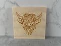 Highland cow birch plywood coaster