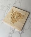 Highland cow birch plywood coaster