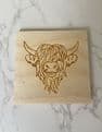 Highland cow birch plywood coaster