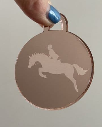 Horse jumper mirrored acrylic christmas tree bauble