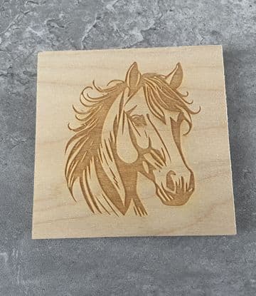 Horses head birch plywood coaster