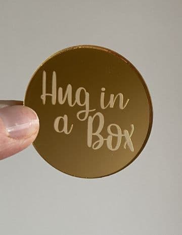 Hug in a box acrylic or wood cupcake topper