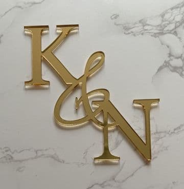 Initials personalised acrylic or wood cake charm