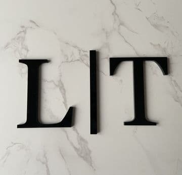 Initials seperate with dividing line acrylic or wood cake charm