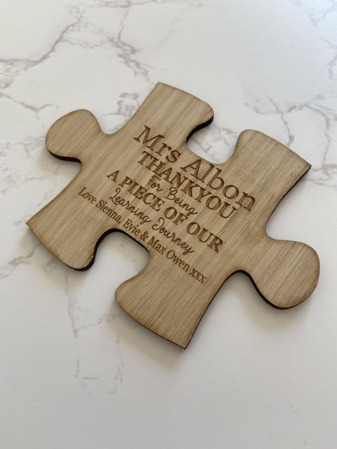 Jigsaw learning journey personalised wooden fridge magnet