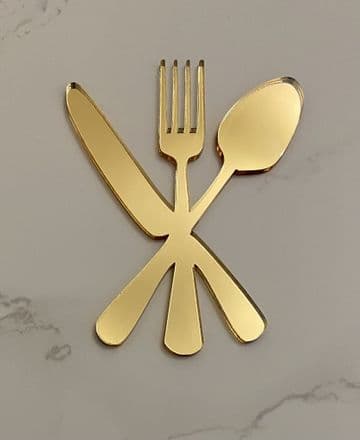 Knife, fork and spoon acrylic or wood cake charm
