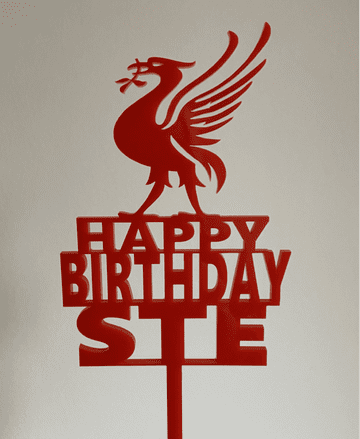 Liver Bird happy birthday personalised acrylic cake topper