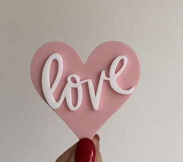 Love on heart double layer acrylic cupcake topper