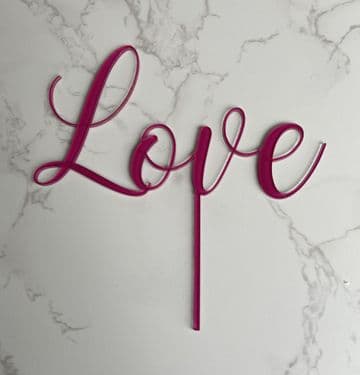Love pink acrylic or wood cake topper