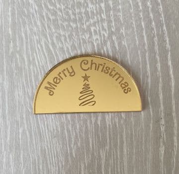 Merry christmas with tree acrylic or wood arch cupcake topper