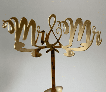 Mr & Mr personalised acrylic or wood cake topper