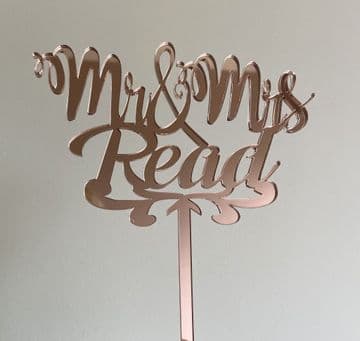 Mr & Mrs personalised acrylic or wood cake topper