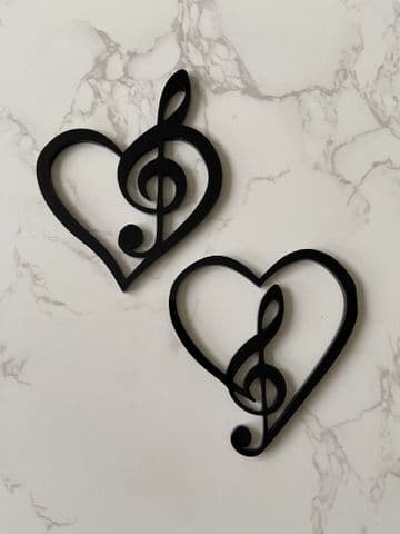 Music note hearts set of two cake charms