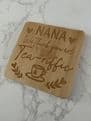 Nana theme square wooden coaster