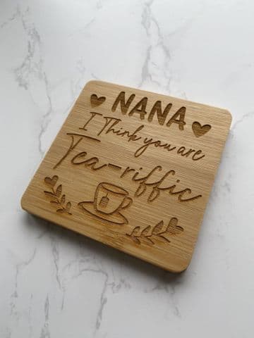Nana theme square wooden coaster