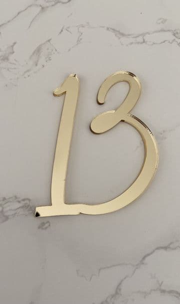 Number 13 acrylic or wood cake charm