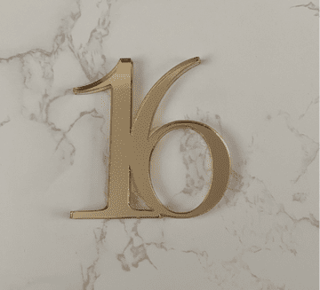 Number 16 acrylic or wood cake charm
