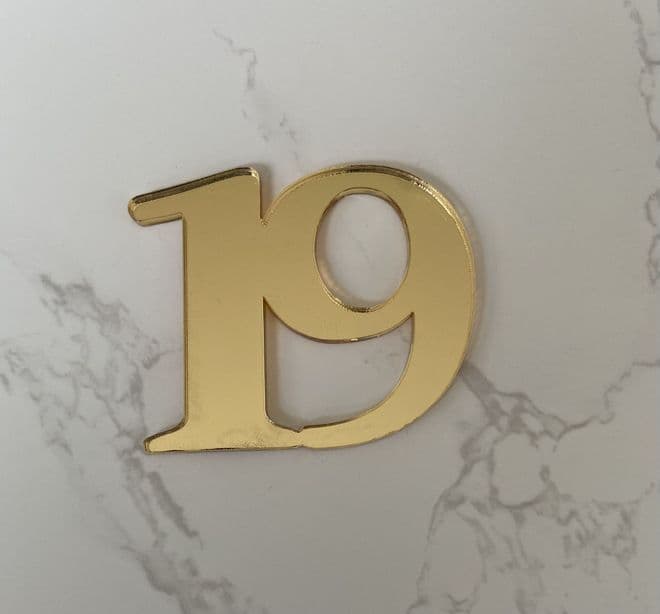 Number 19 acrylic or wood cake charm