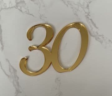 Number 30 acrylic or wood cake charm