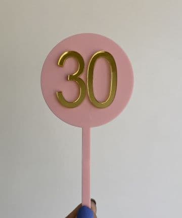 Number 30 double layer acrylic cake paddle topper