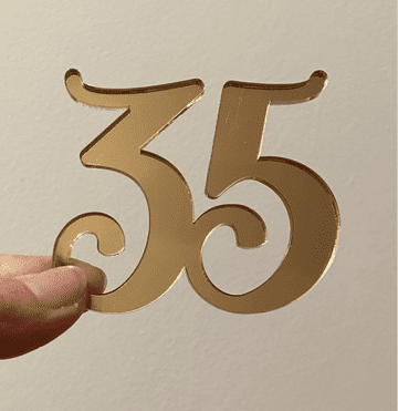 Number 35 acrylic or wood cake charm