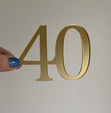 Number 40 acrylic or wood cake charm