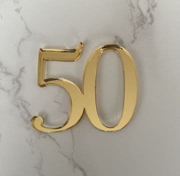 Number 50 acrylic or wood cake charm