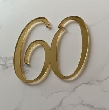 Number 60 acrylic or wood cake charm